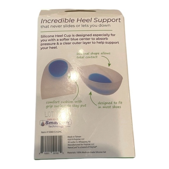 Natracure Silicone Gel‎ Heel Cup Cushions Size: S/M (1 Pair) - Shoe Insert Pad - Picture 7 of 7
